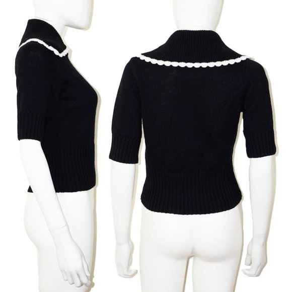 & OTHER STORIES Black Wide Collar Wool Sweater - Picture 3 of 3